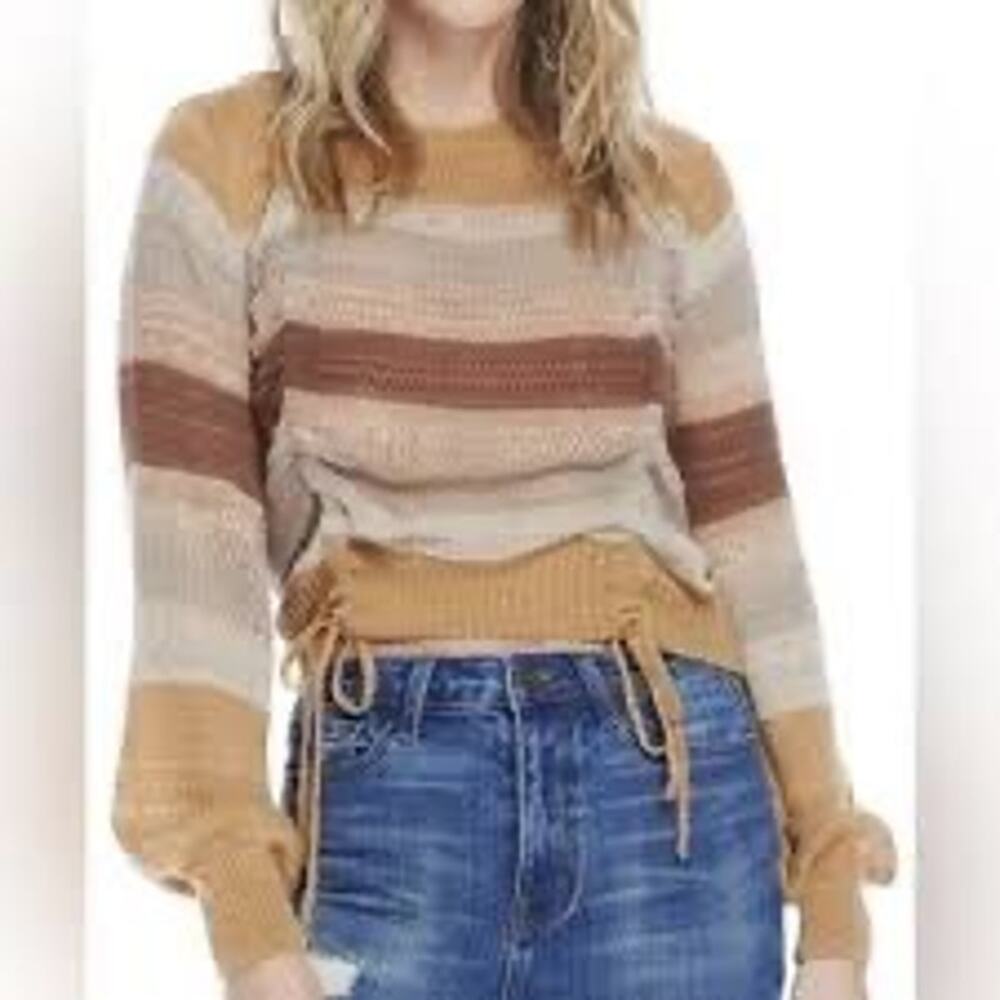 Saltwater Luxe Tie-Front Ruched Sweater- Size M